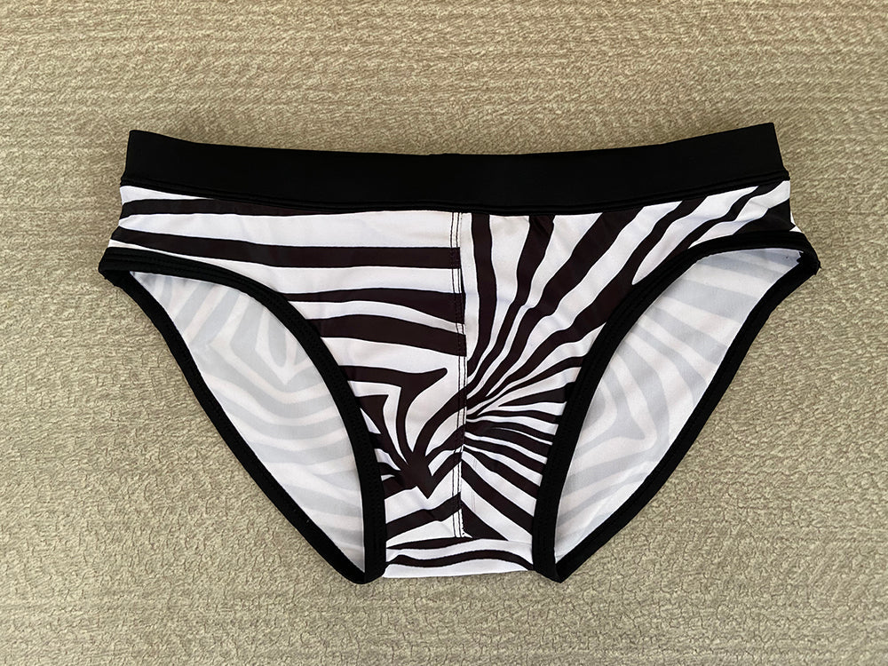 Zebra Print Swimming Trunks Male Sexy Personality Low Waist Briefs