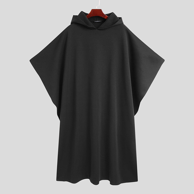 Men Cloak Coats Hooded Solid Loose Streetwear Punk