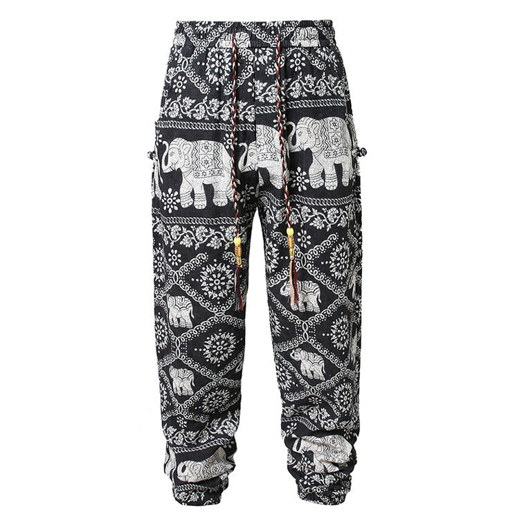 Men's Casual White And Colored Ankle-tied Harem Pants