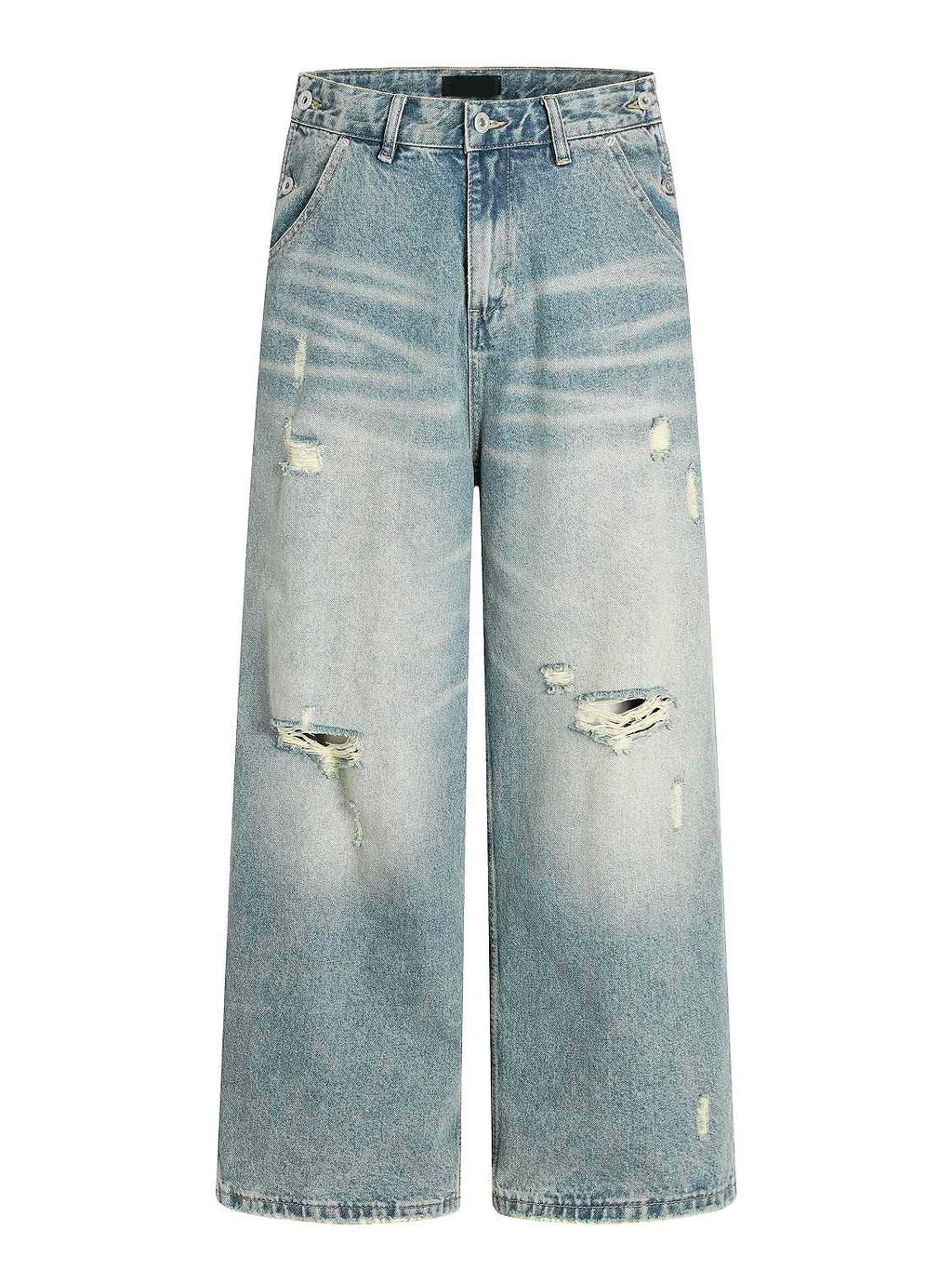 Water Washed Hole Jeans Summer Loose Straight