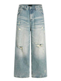Water Washed Hole Jeans Summer Loose Straight