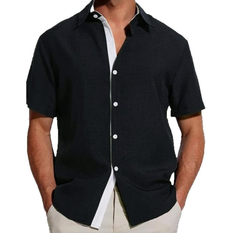 European And American Men's Short-sleeved Color Shirt