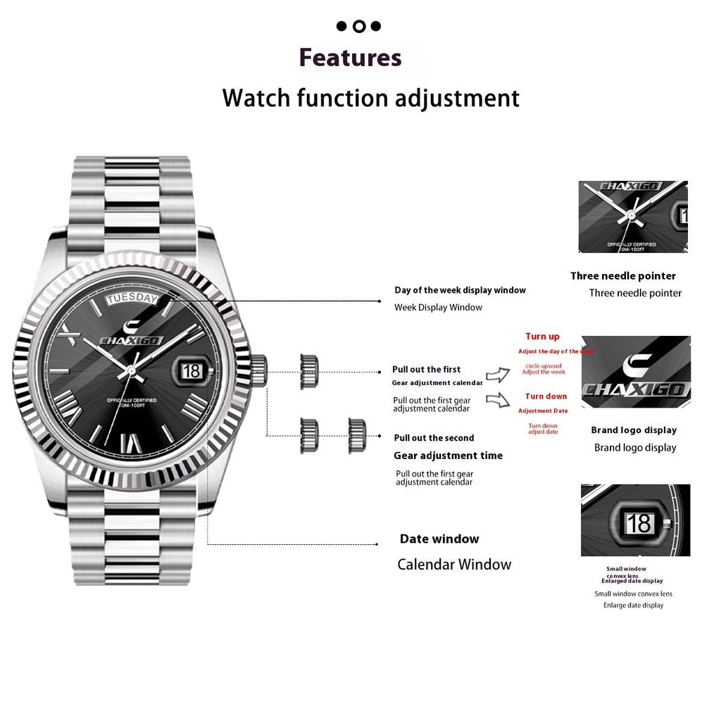 Fashion Men's Watch Steel Band Large Dial Quartz Wrist Watch
