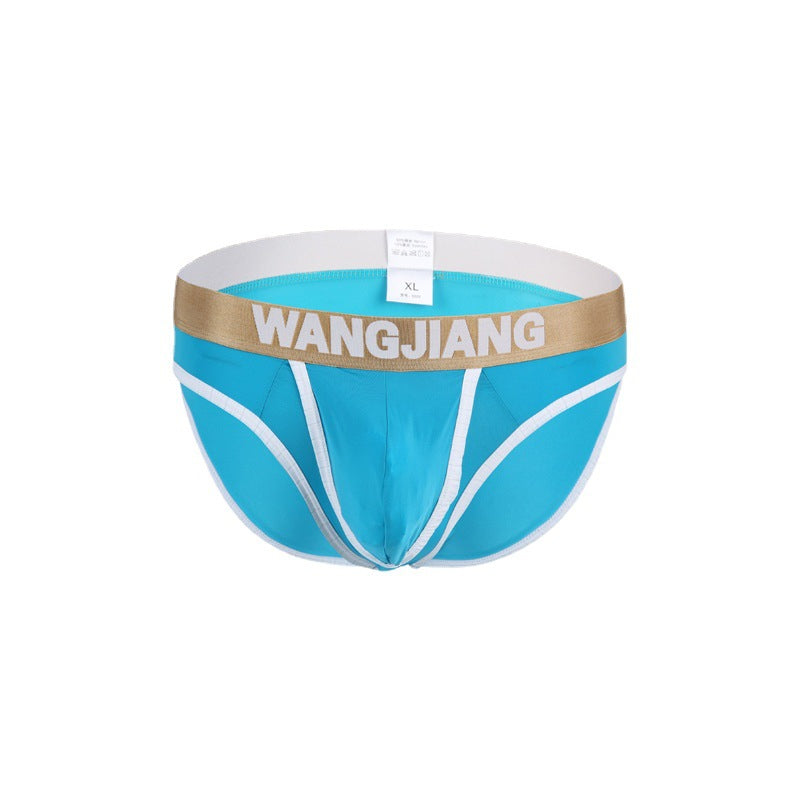 Men's Low Waist Ice Silk Transparent U-type Convex Design Briefs