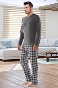Casual Long-sleeved Men's Cotton Pajamas Suit