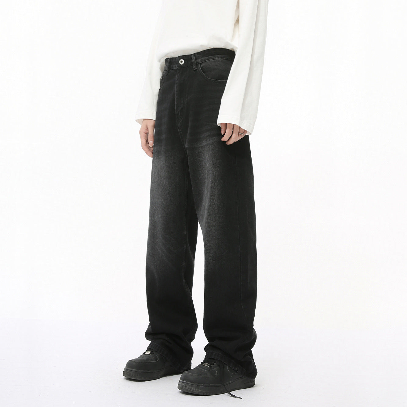 Men's Autumn New Product Loose Straight Washed Jeans