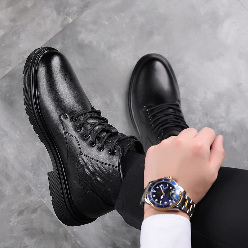 Furnished Warm Leather Wool High-top Booties