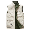 Double-sided Wear Vest Man Cotton Multi-pocket Waistcoat Outdoor