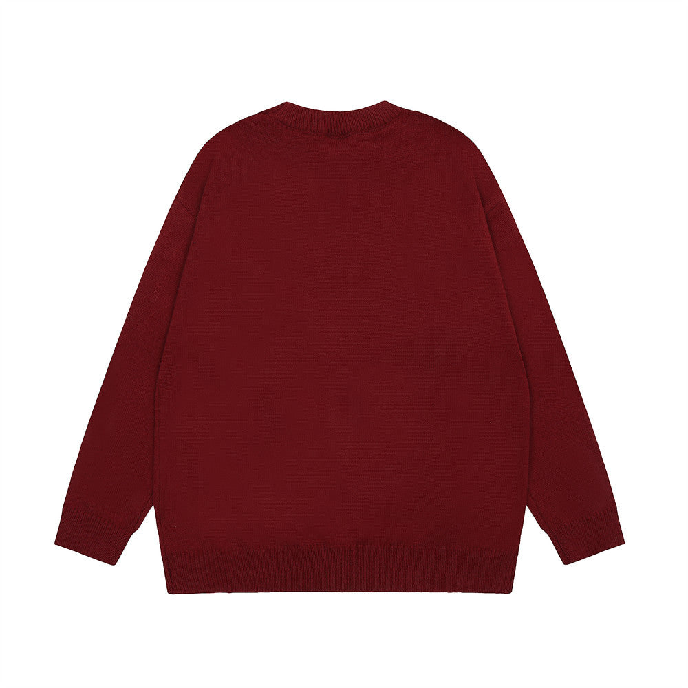 Dragon Pattern Jacquard Letter Embroidered Knitwear