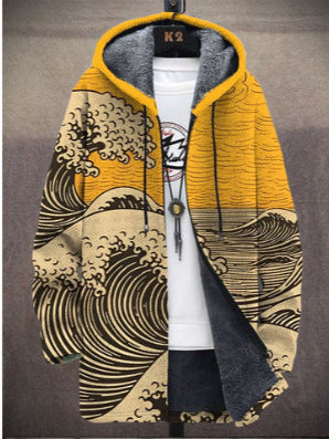 Men's 3D Personalized Printing Fashion Warm Hooded Jacket