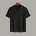 Men's Ribbed Solid Color Simple Flip Collar Sport Short Sleeve