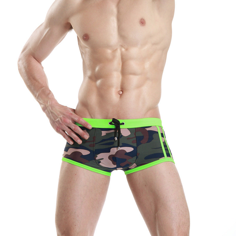 Men's Fashion Light Breathable Low Waist Camouflage Swimming Trunks