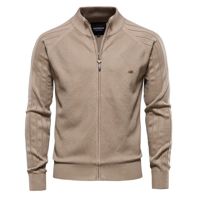 Autumn Cross-border Men's Cardigan New Men's Solid Color