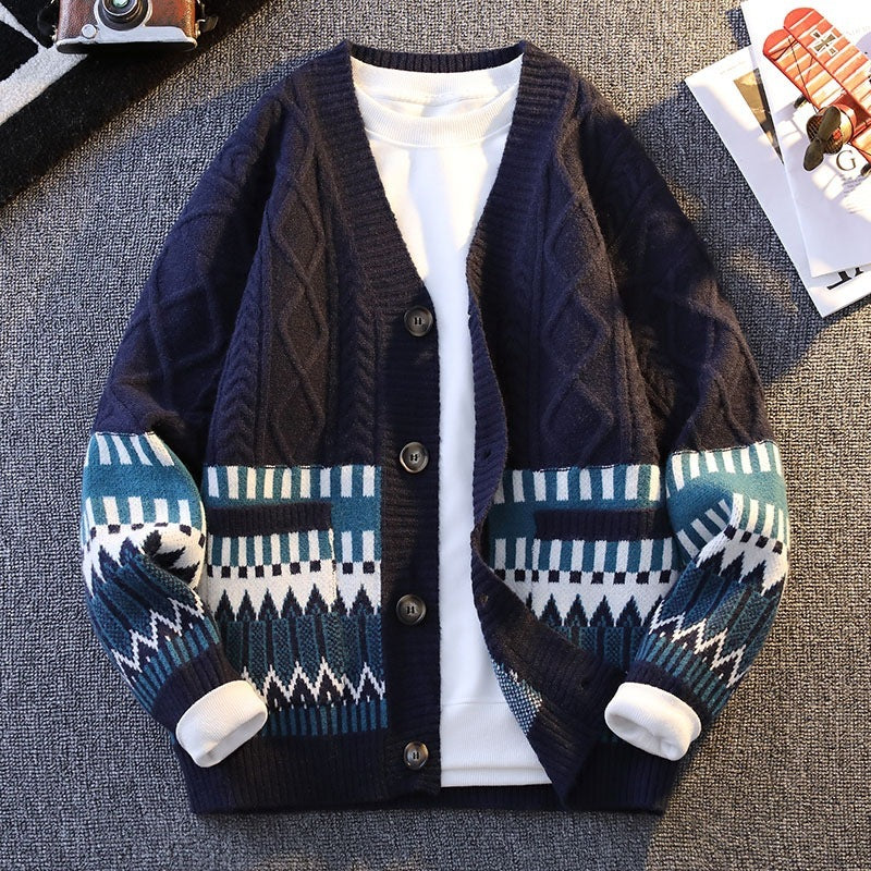 Knitwear All-match Loose Contrast Color Warm sweater