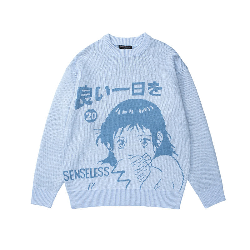 Men And Women Japanese Street Comic Girl Loose Long Sleeve Sweater