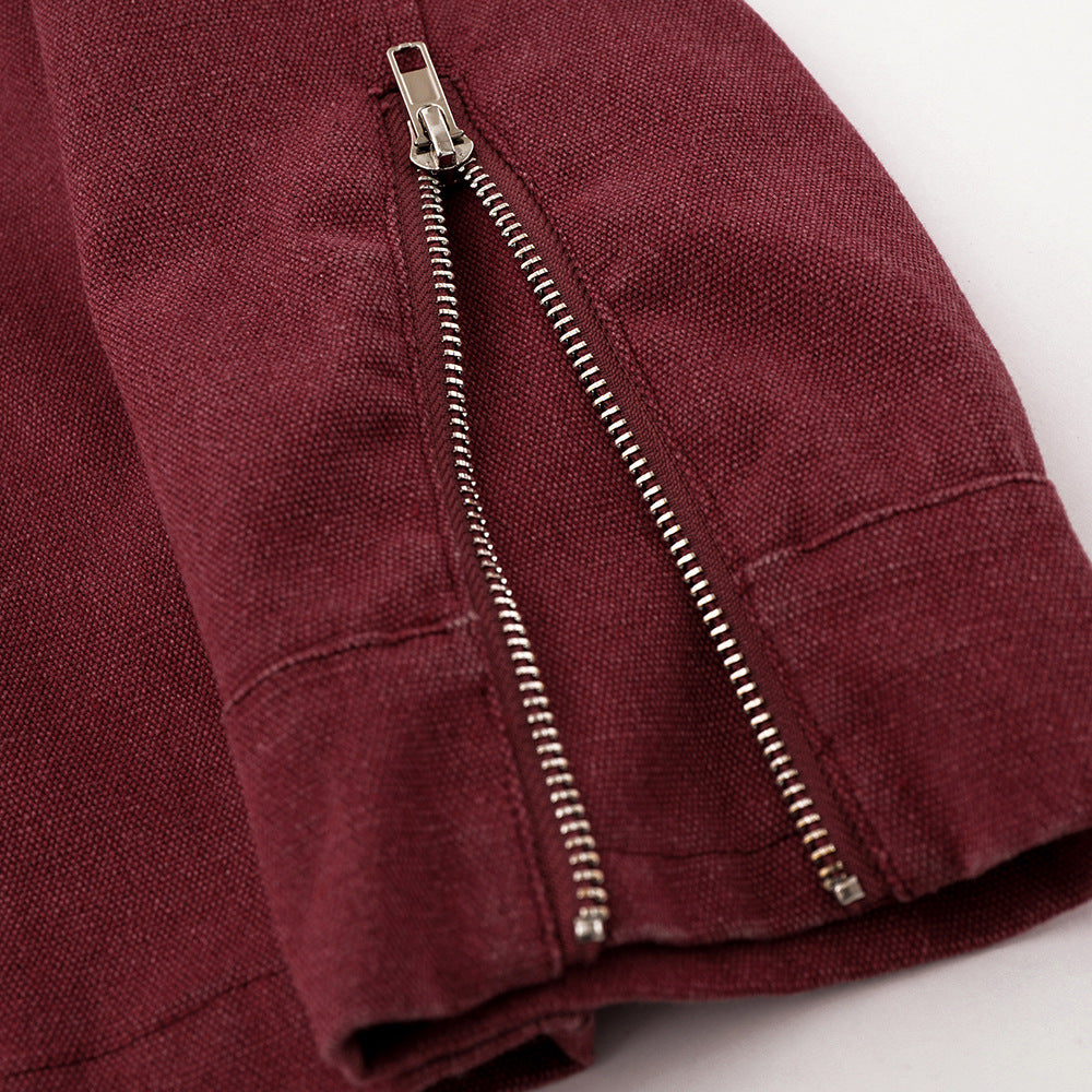 Stand Collar Zipper Jacket Men's Loose Spring And Autumn Sleeve Zipper Workwear