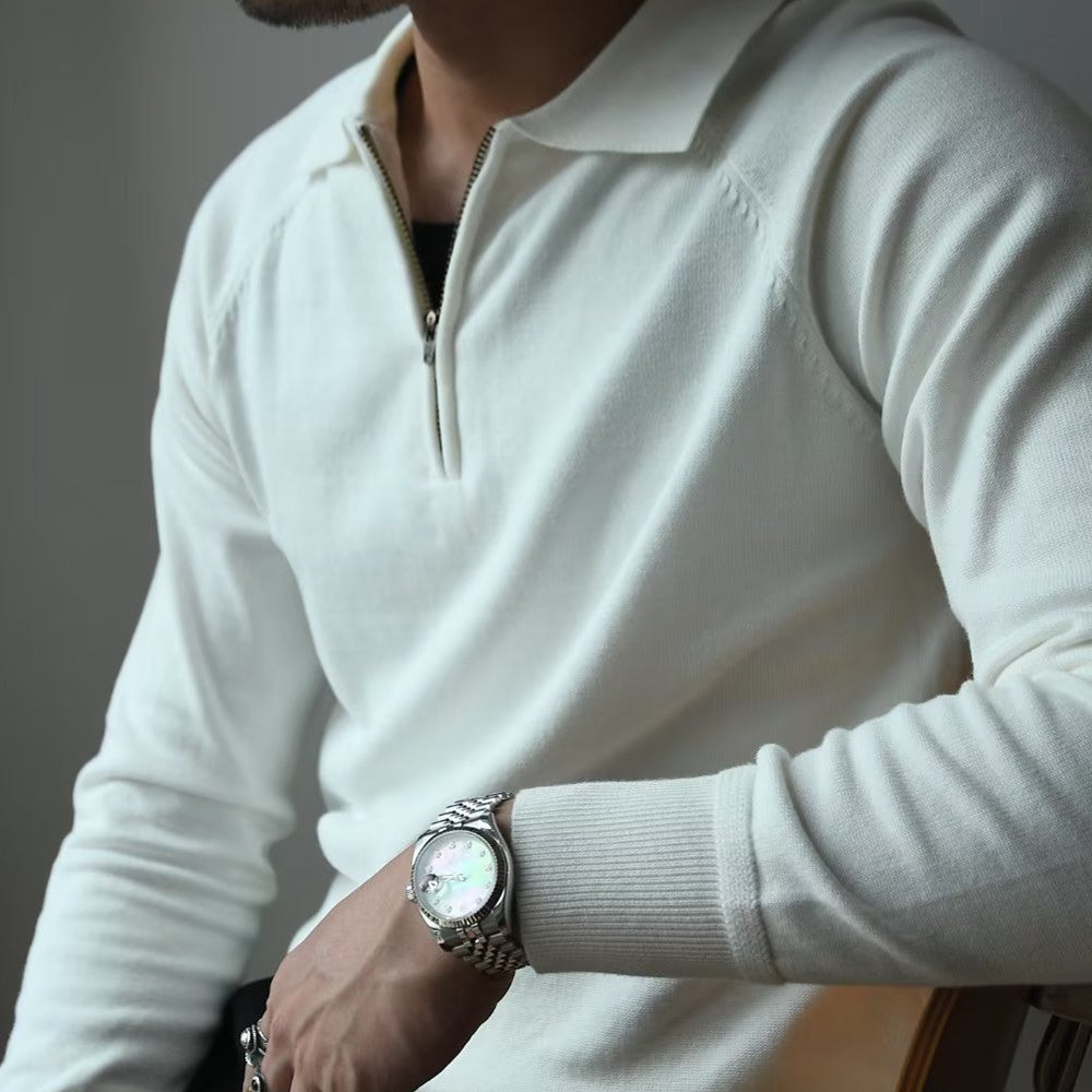 Men's Collar Korean Style Trendy Casual Long Sleeved Top