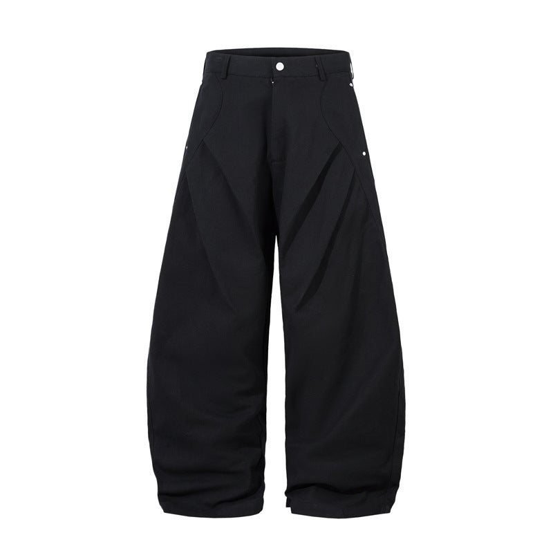 Pleated Machete Casual Pants Men's Loose-fitting Wide-leg Trousers