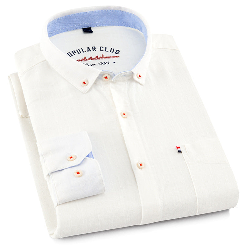 Long Sleeve Cotton Linen Slim Fit Fashion Casual Linen Shirt