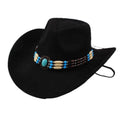 Western Cowboy Wide Brim Faux Fur Top Punk Horse Riding Hat