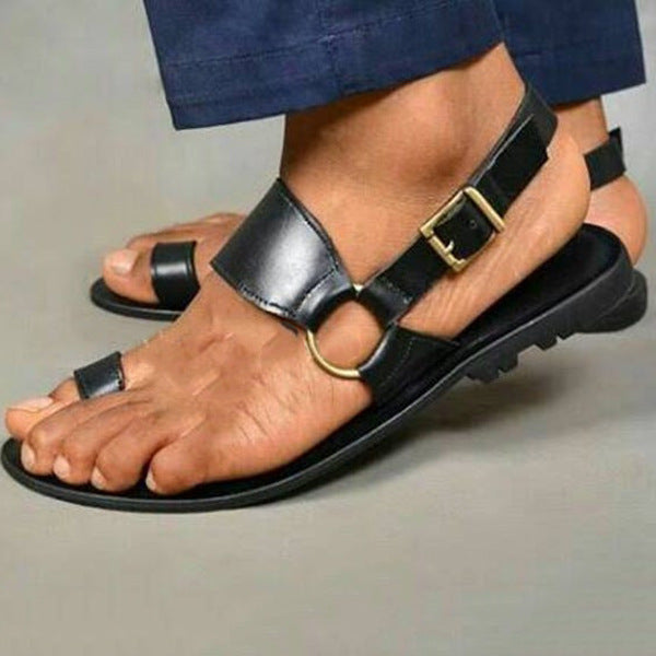 Flat Bottom Square Toe Front And Rear Empty Casual All-match Men's Single Shoe Sandals