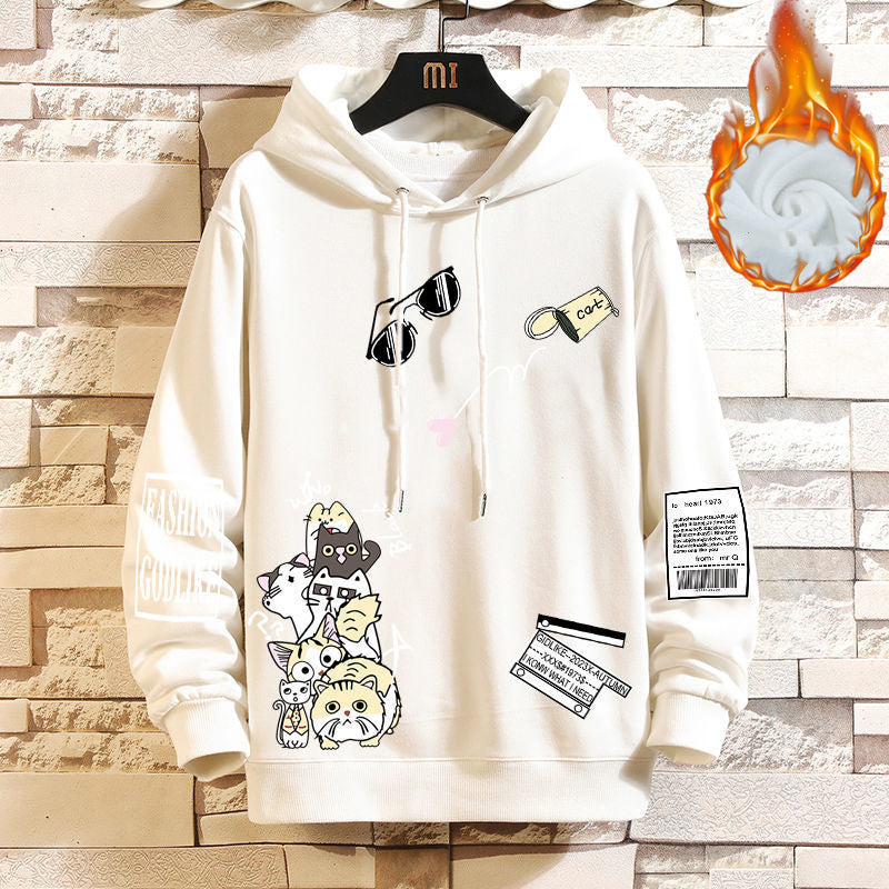 Men's Plus Size Hooded Fleece Thickened Sweatshirt