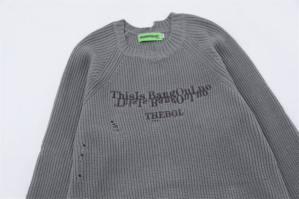 Lazy Ripped Sweater Men's Loose