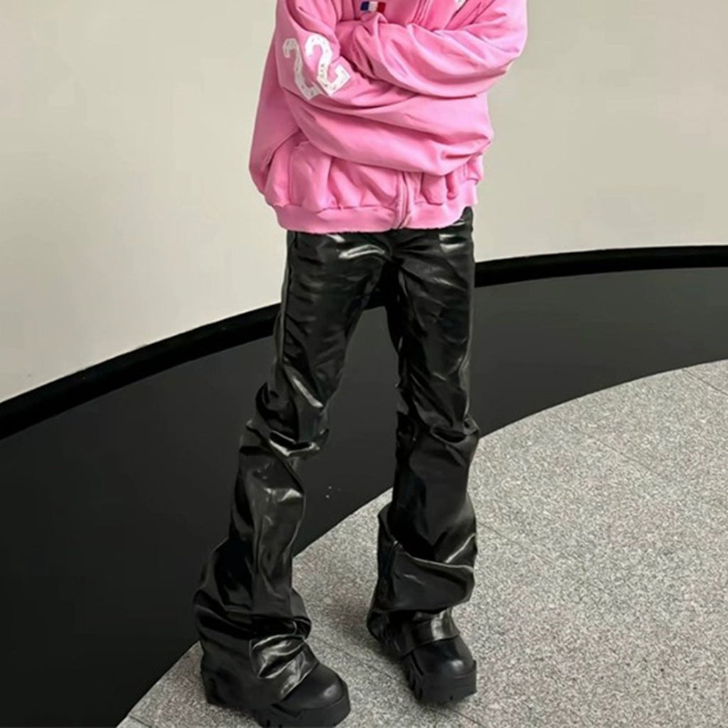 Black Coated Shiny Patent Leather Skinny Jeans