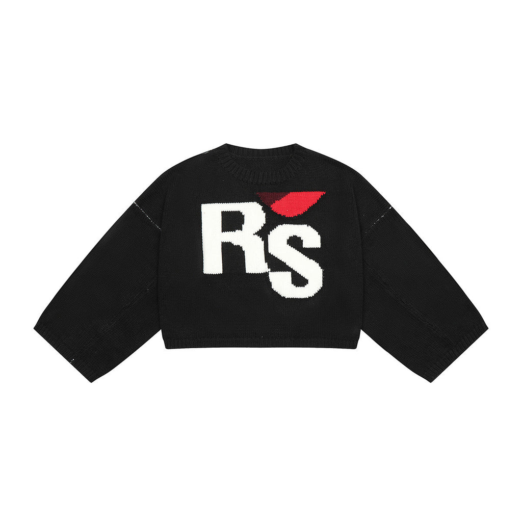 Short Long Sleeve Loose-fitting Pullover Round-neck Knitted Sweater