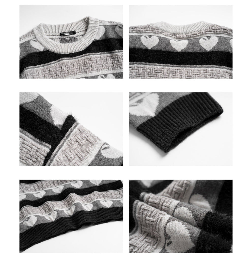 American Retro Contrast Color Knitted Sweater