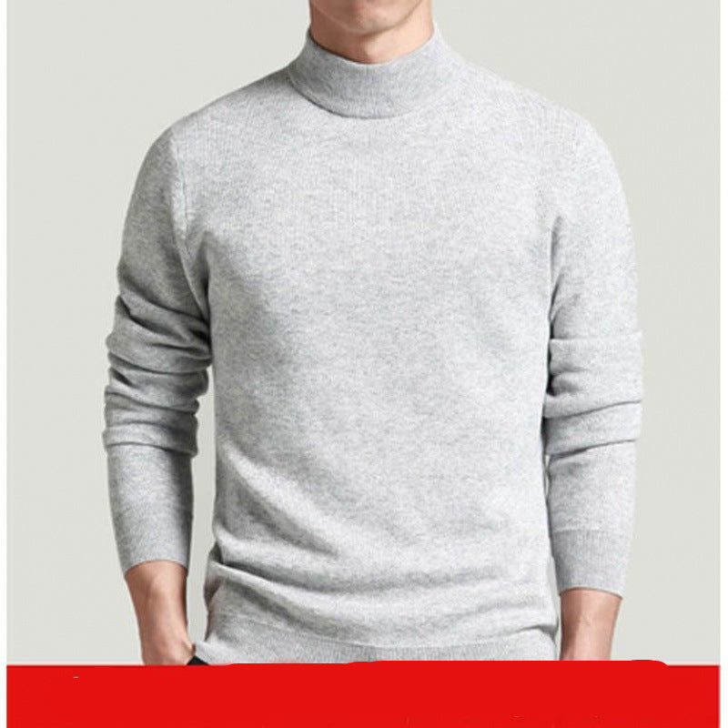 Pullover Sweater Korean Style Slim Youth Mid Collar Sweater Thick