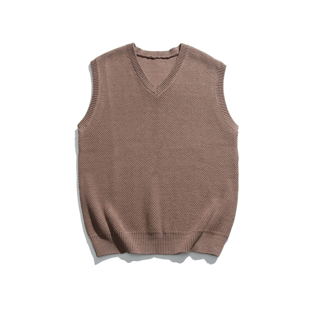 Solid Color Men's Sweater V-neck Knitted Vest