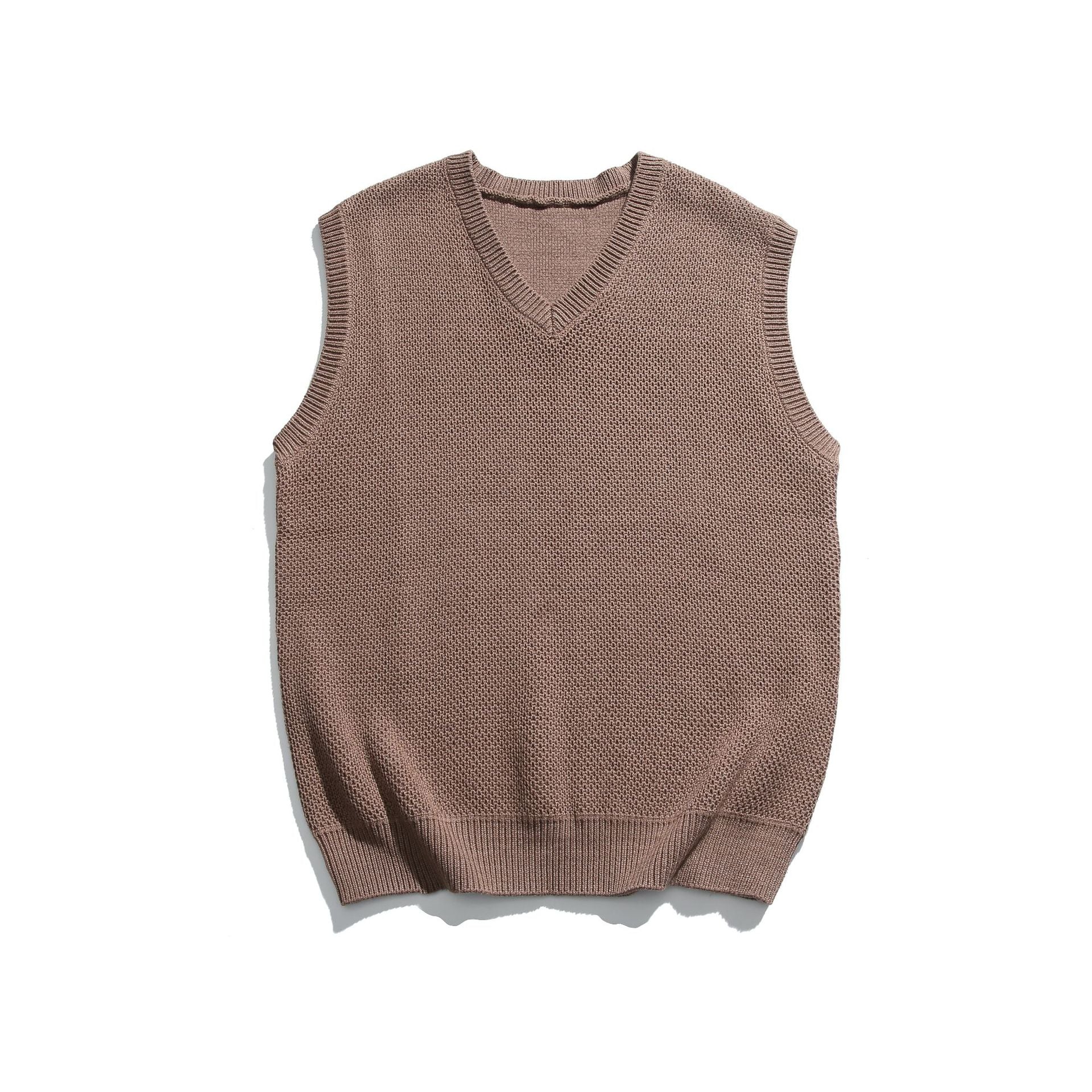 Solid Color Men's Sweater V-neck Knitted Vest