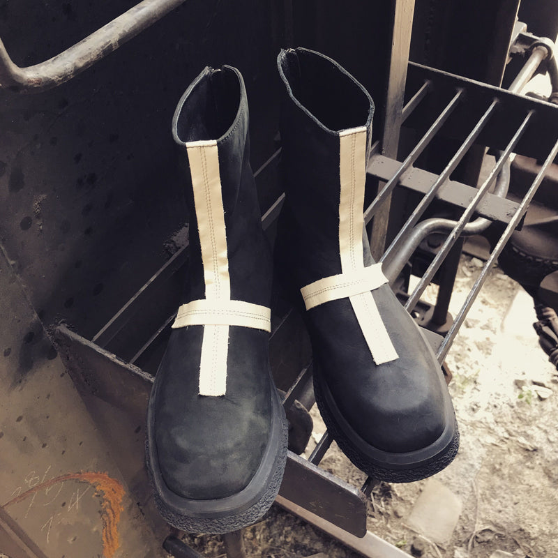 Men's Cross Stitching Leather Martin Boots