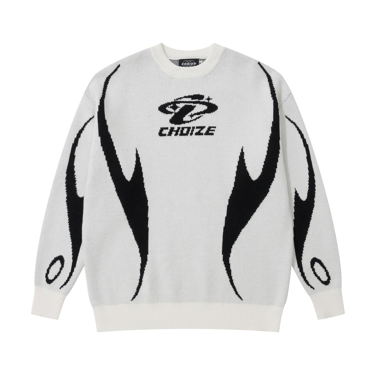 Autumn And Winter New Real Shot Maychao Jacquard Color Block Crew Neck Pullover Sweater