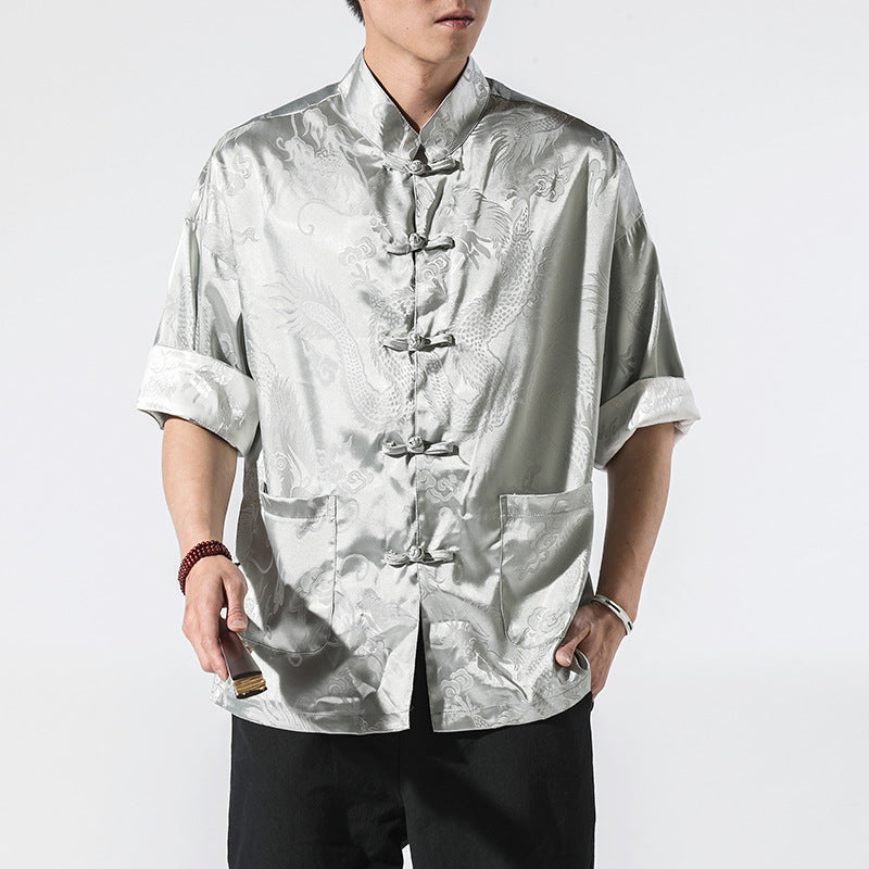 Fashion Personality Men's Short-sleeved Shirt Coat