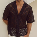 Men's Hollow-out Breathable Short-sleeved Lapel Casual Shirt