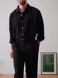 Black Pinstriped Button-Down Shirt