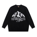 Snow Mountain Letter Jacquard Knit Men's Street Trend Loose Round Neck Sweater