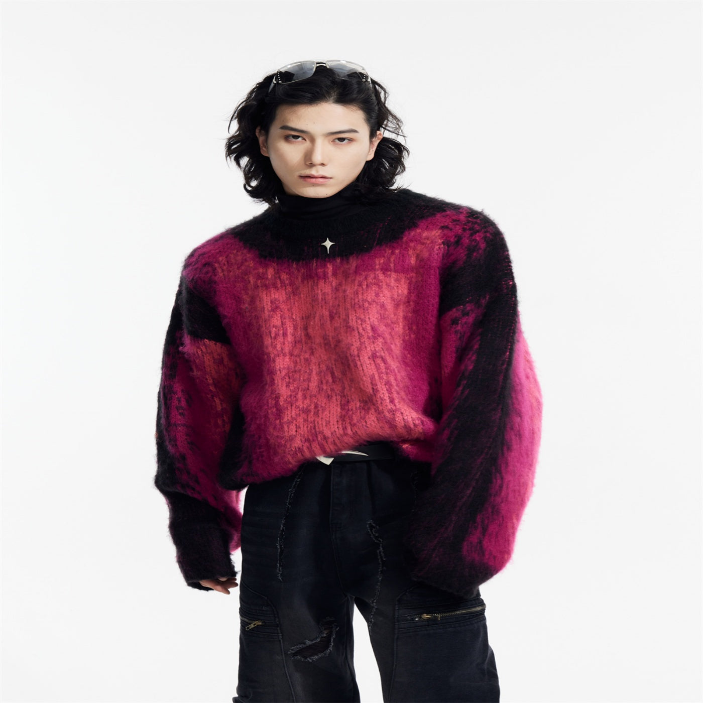 Gradient Design Super Warm Sweater Round Neck Loose Top