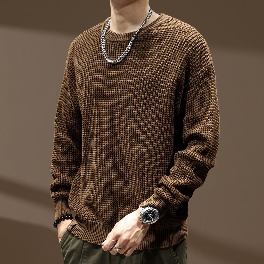 Thick Needle Retro Men's Loose Bottoming Round Neck Sweater