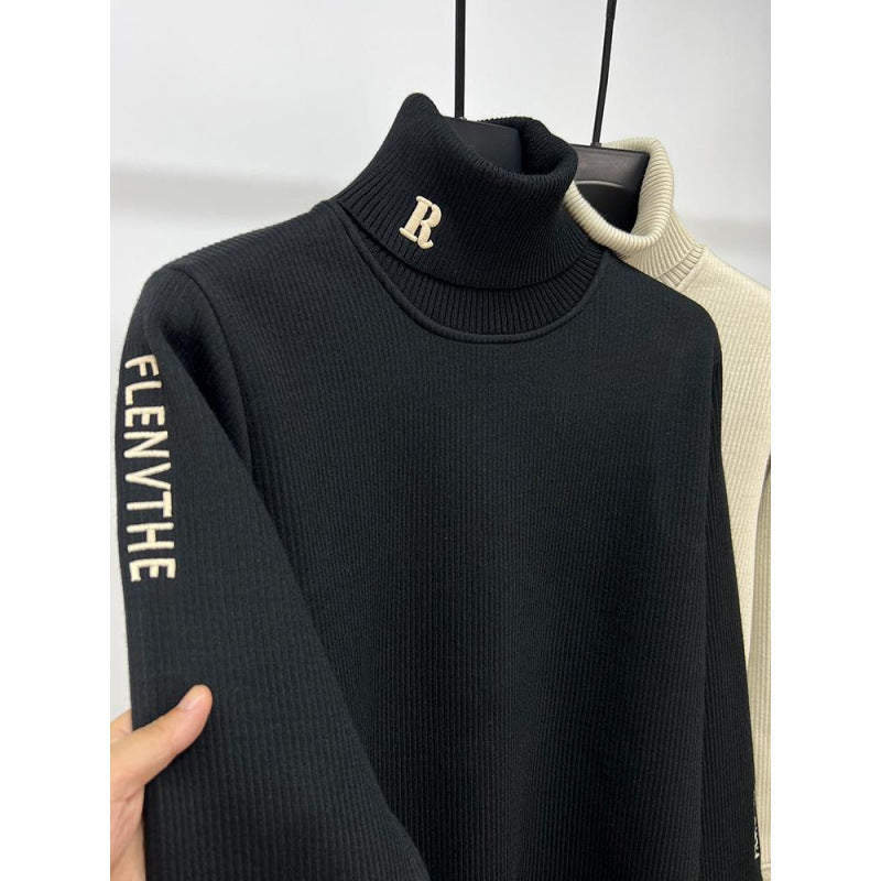 Fleece-lined Thickened Slim Fit Bottoming Shirt Men's Warm Top