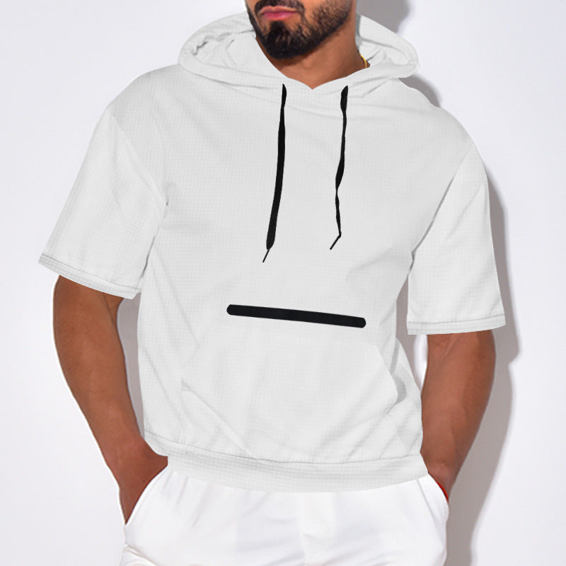 New Men's Casual Hooded Short Sleeve T-shirt