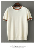 Round Neck Pure Wool Sweater Men's Short Sleeve Early