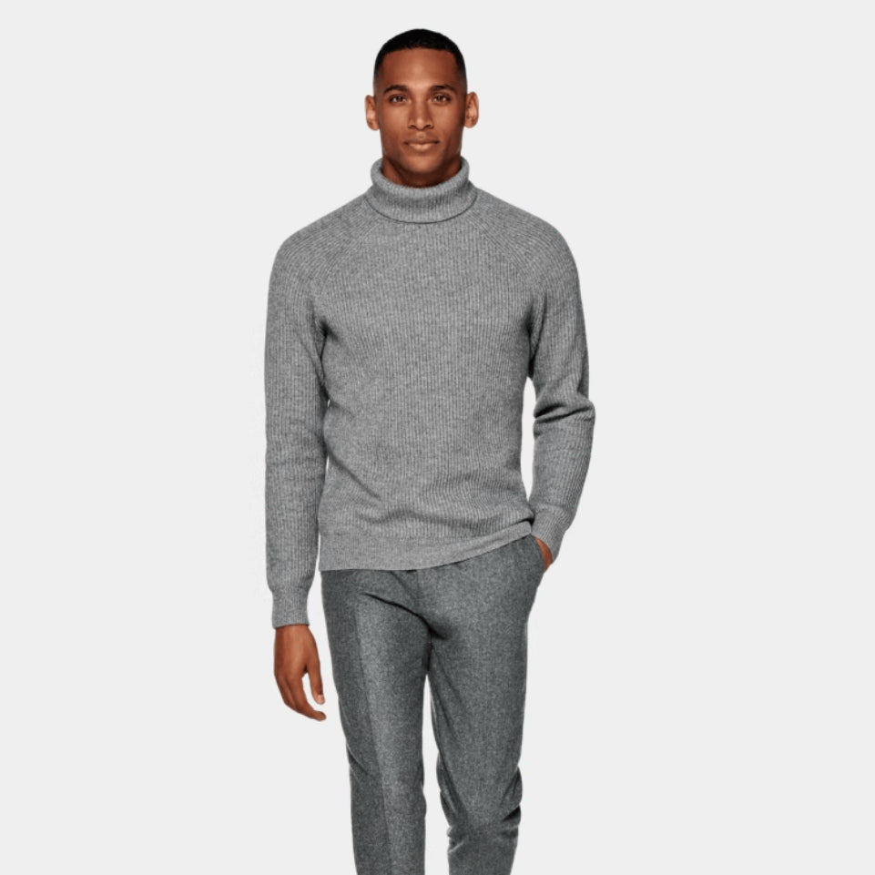 Cashmere Men's High-neck Knitted Sweater Fashionable Pullover