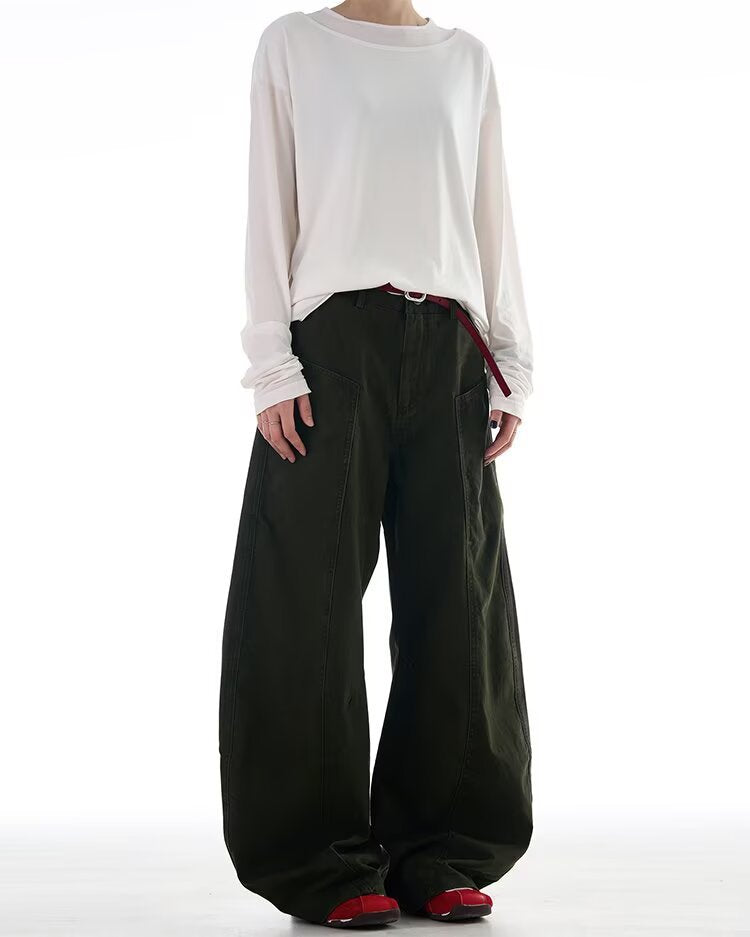 Simple Curved-slash Pants For Men And Women