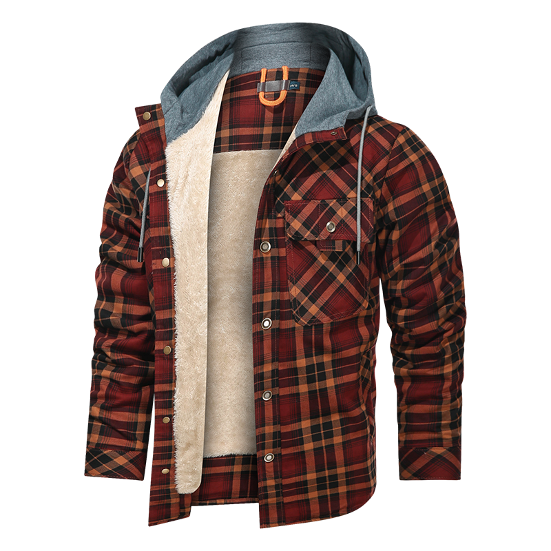 Men Warm Jacket Fleece Thick Men Slim Fit Hooded Jacket