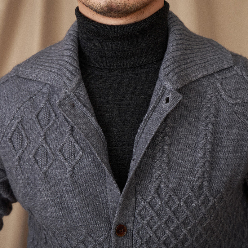 Thick Cardigan Vintage Jacquard Sweater
