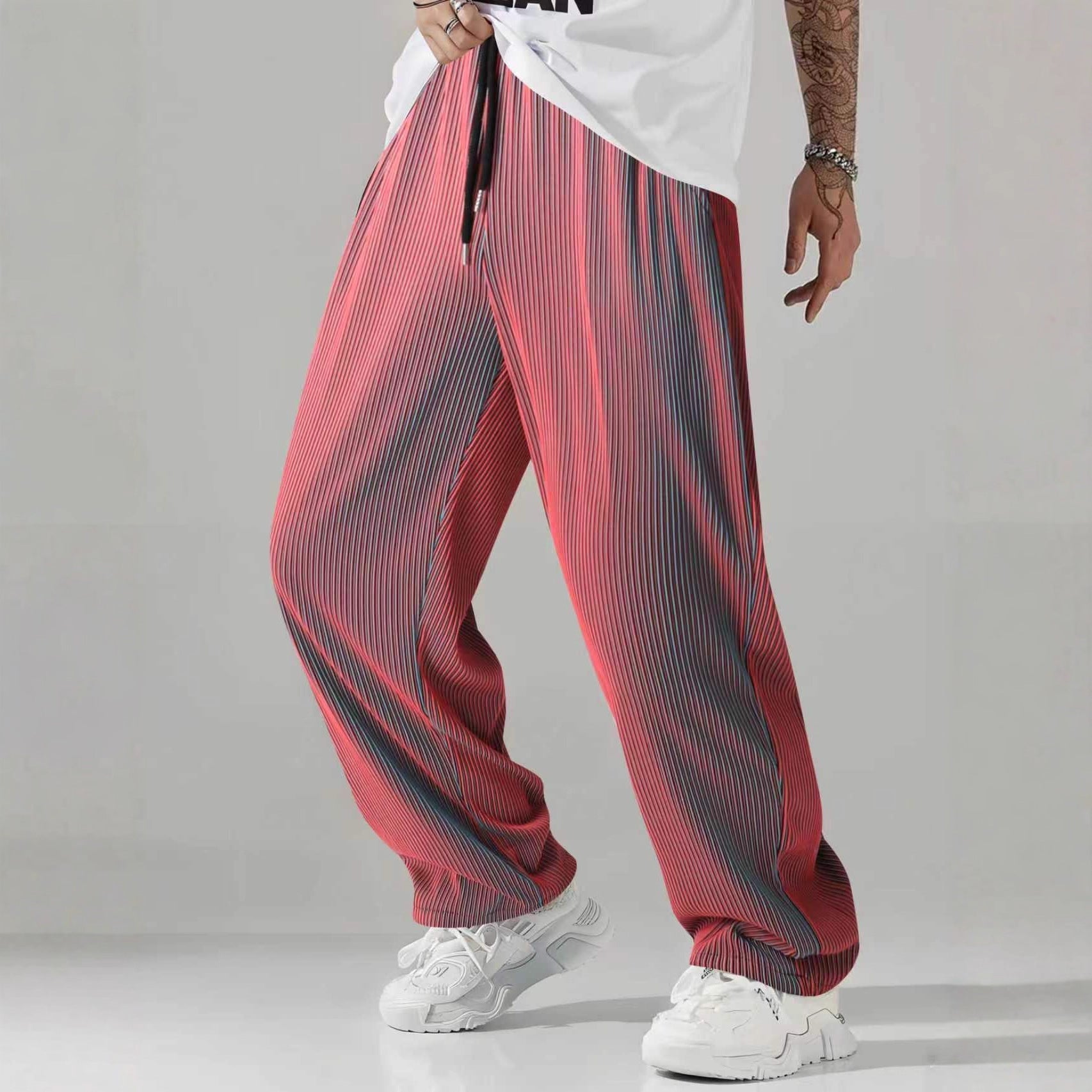 Camouflage Gradient Stripe Pants Wide-leg Men's Loose Drape Casual Light Luxury Trousers