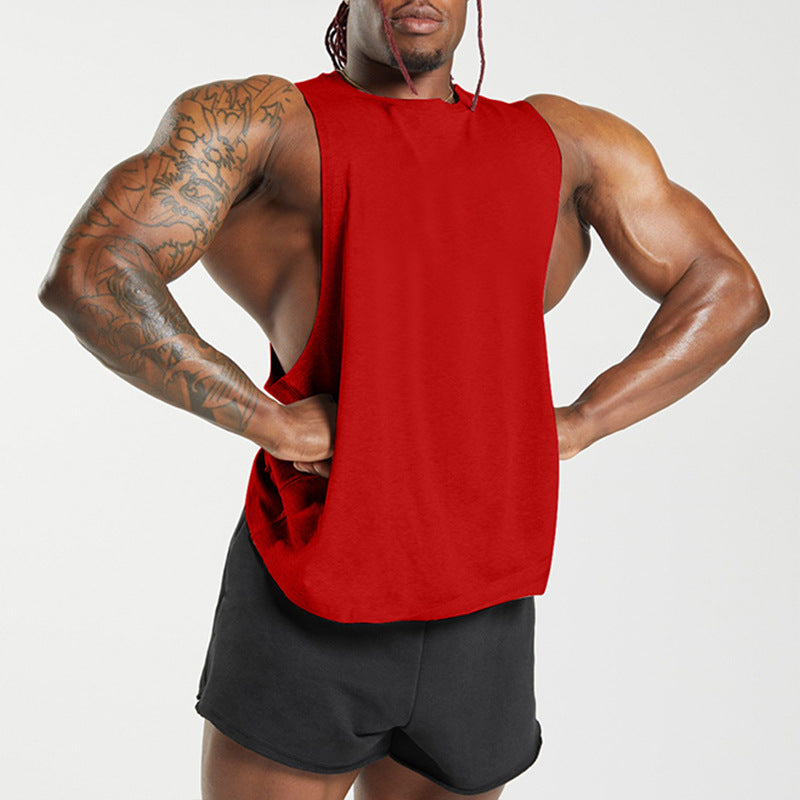 New Fitness Wide Shoulder Vest Men's Solid Color Sports Casual